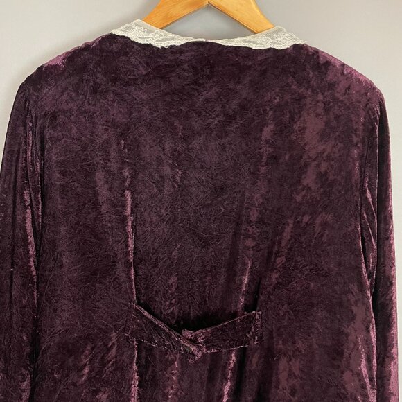 Velvet Jacket Lace Collar Purple Women Button Up Victorian‎ Size Large Delicate - Picture 4 of 11